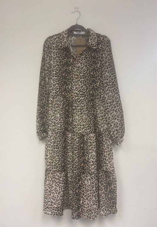 Leopard print tiered midi dress, Na-Kd, Size 6