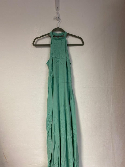 Bright green cut out shoulder backless maxi dress, Warehouse, Size 8