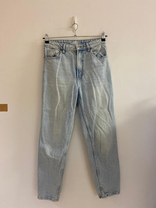 Light Wash High Rise Mom Jeans, Bershka, Size 10 - Damaged Item Sale