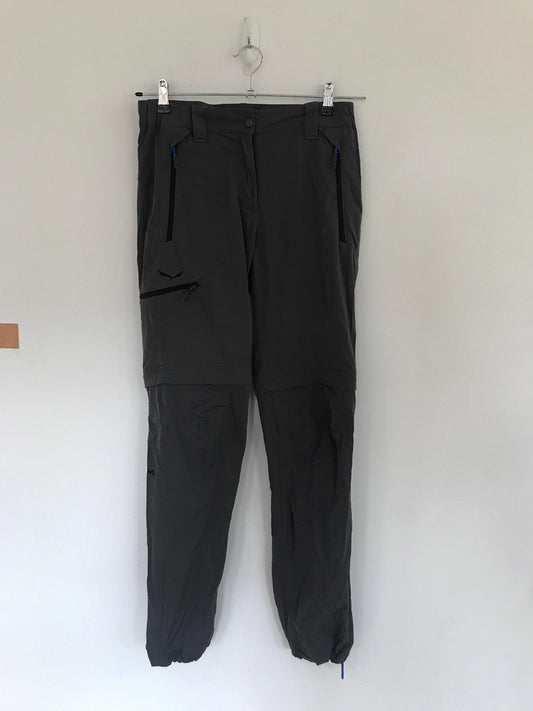 Grey Hiking Trousers w/ Zip Off Shorts- Tall- Mid Rise, Salewa, Size 12