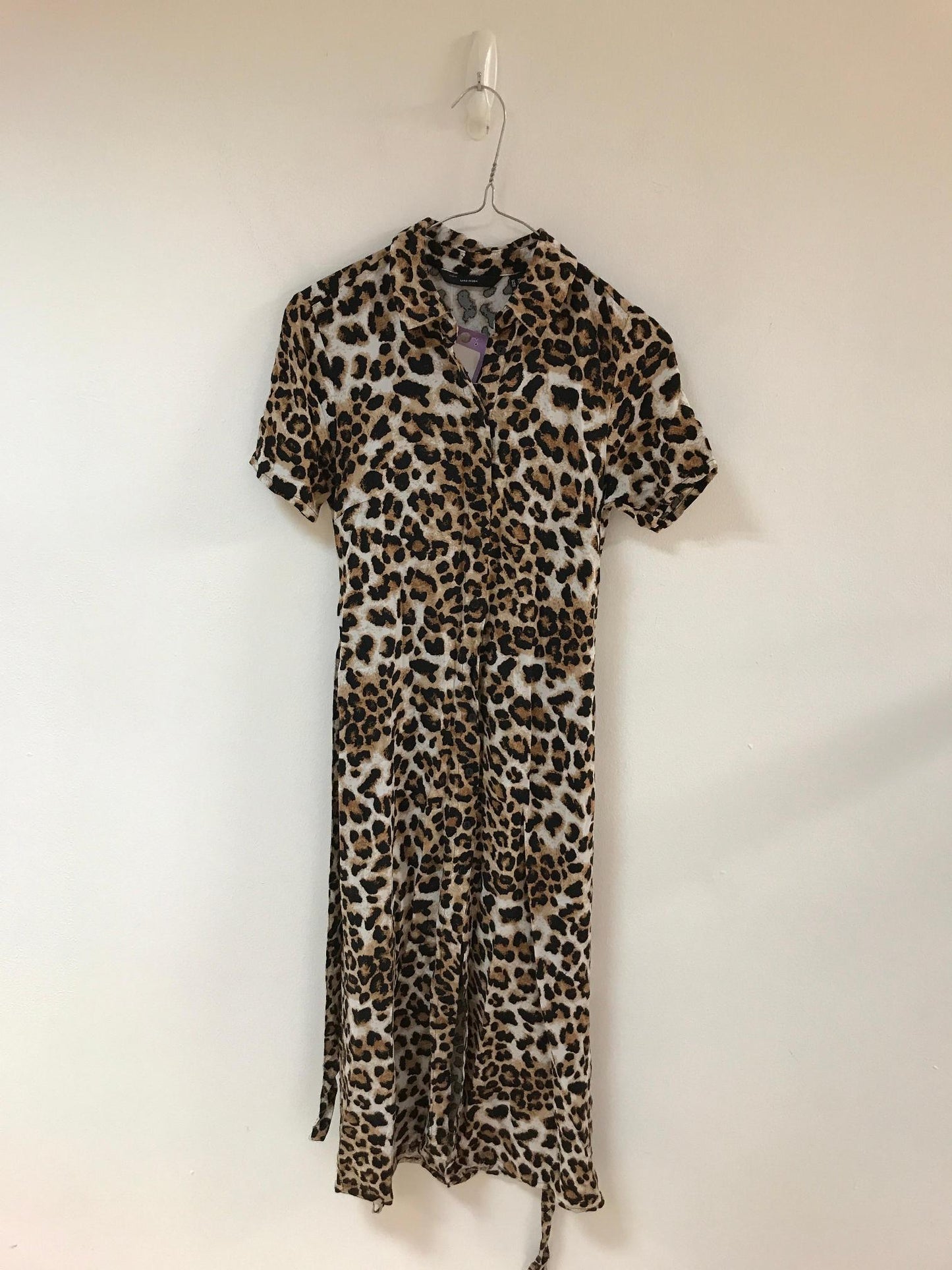 Leopard print button down midi dress, Vero Moda, Size 6