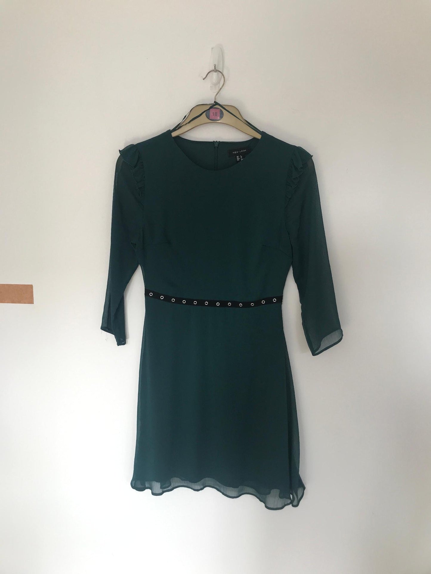 Green Textured Mini Dress, New Look, Size 10, 8 (Polyester, Polyester)