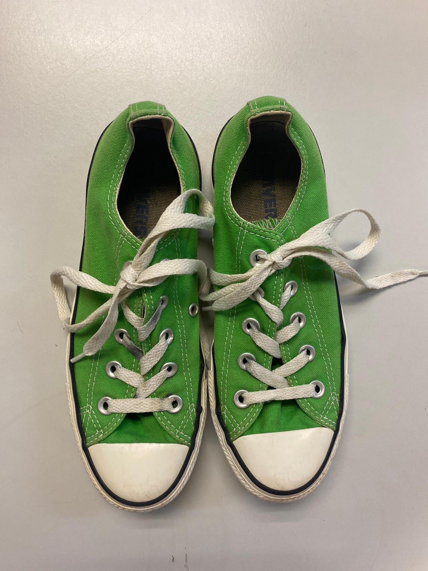 Bright green low top Converses, Converse, size 4 - Damaged Item Sale