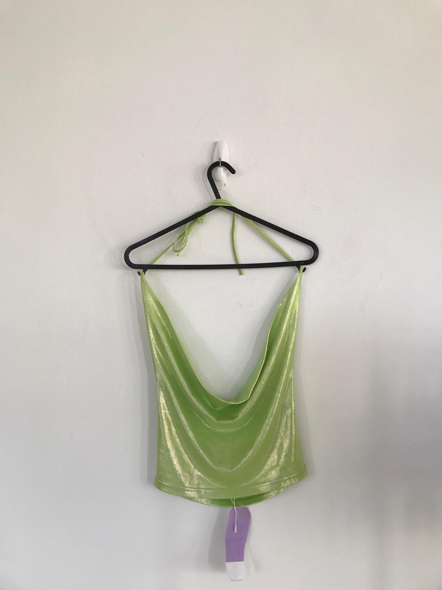 Neon Green Cowl Neck Crop, Elsie & Fred, Size 10 (Elastane, Polyester)