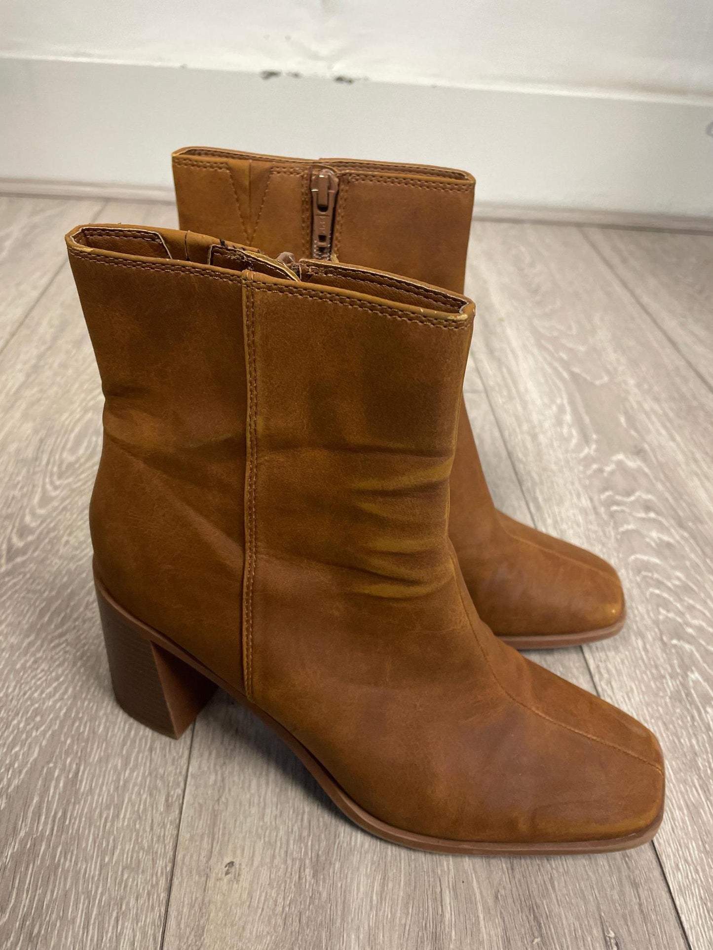 Light brown faux suede boots, M&S, Size 5.5 - Damaged Item Sale