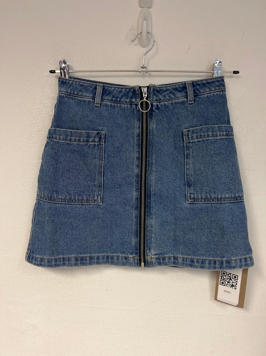 A-line denim mini skirt front zip detail, Topshop, Size 8