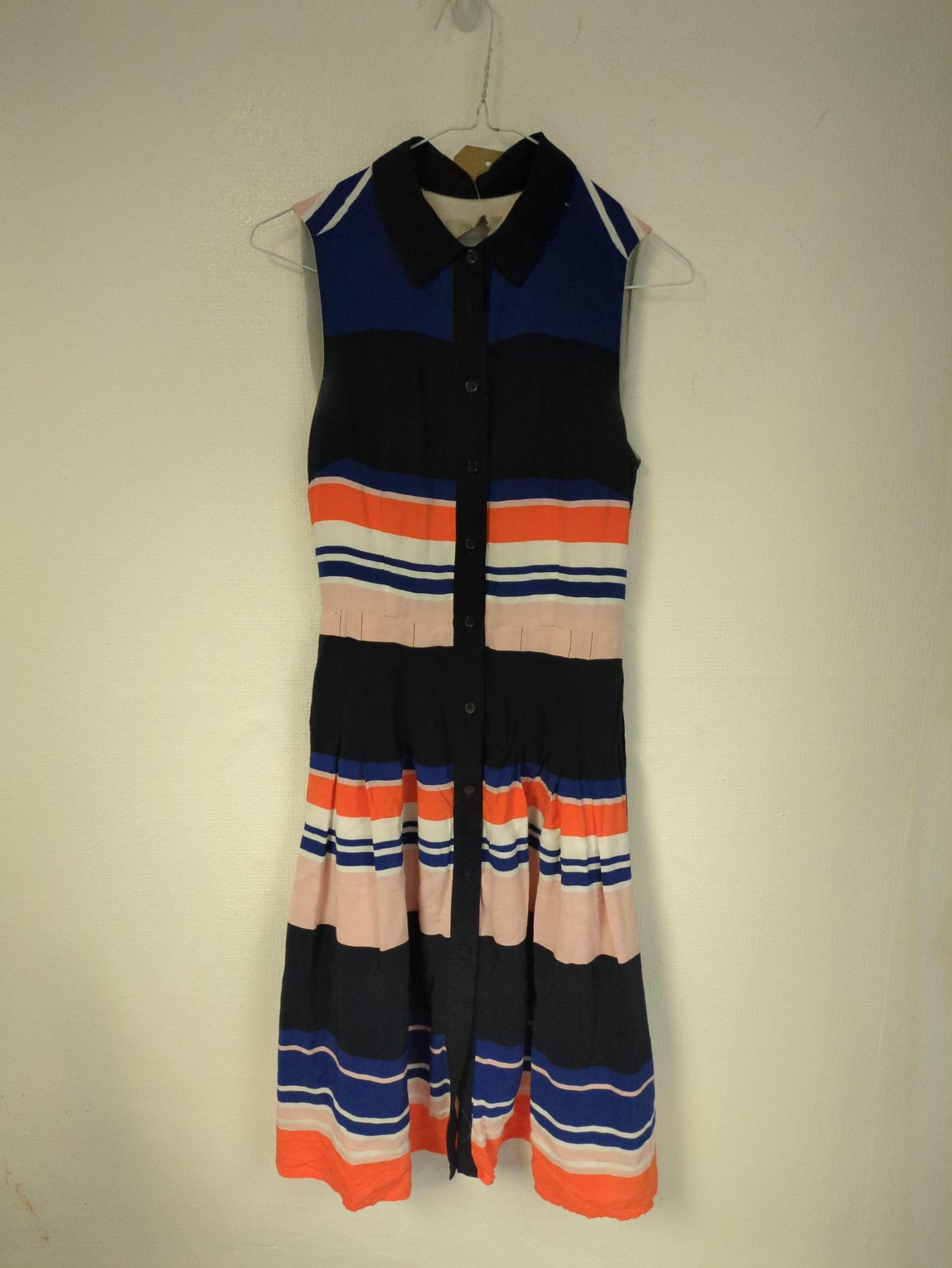 Striped sleeveless button down midi dress, Hobbs, Size 6 - Damaged Item Sale