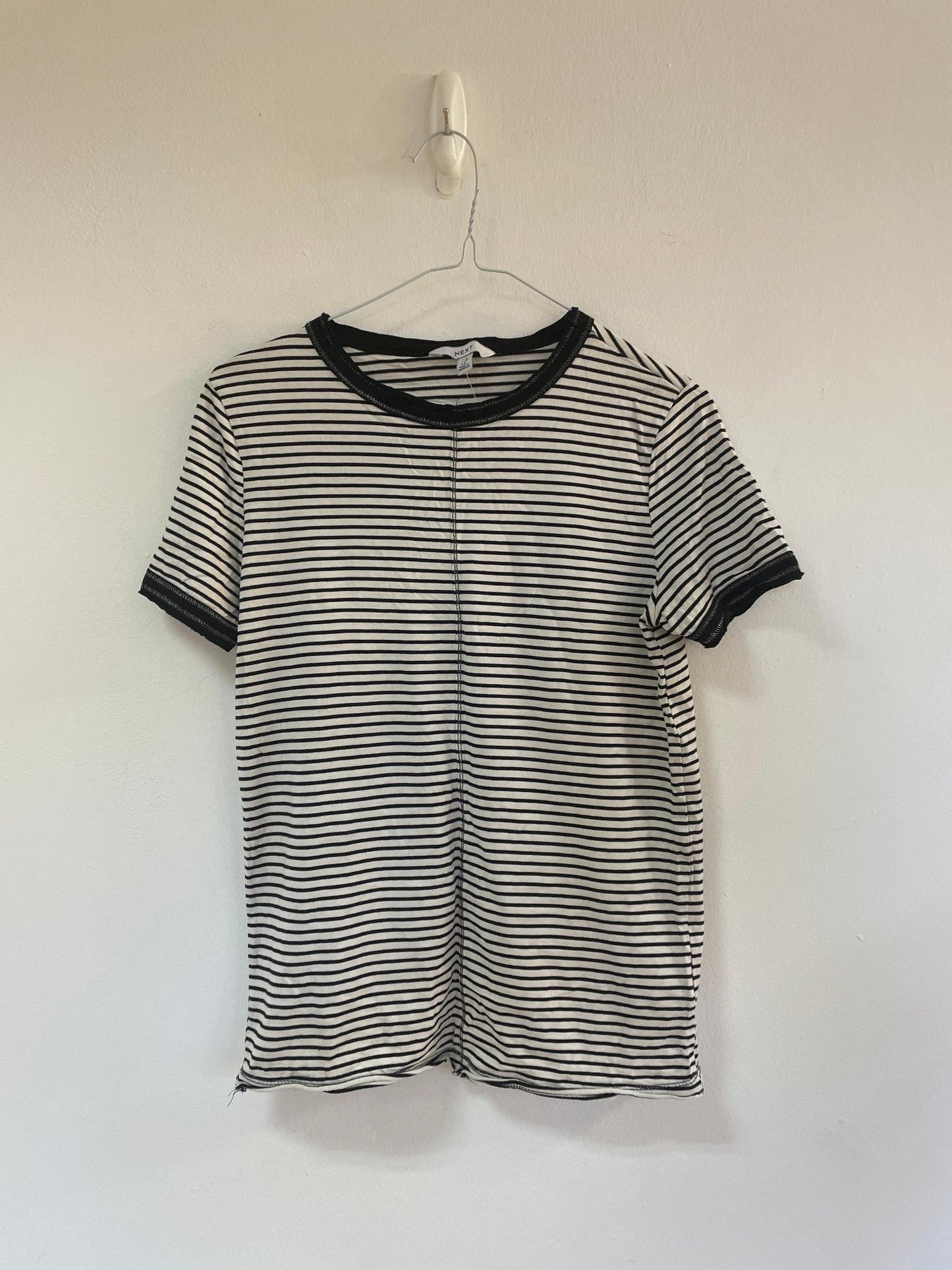 Black and white striped contrast stitch t-shirt, Next, Size 6 (Modal, Cotton)