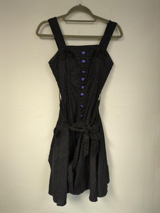 Black polka dot grunge skater dress, Hell Bunny, Size 6, 8