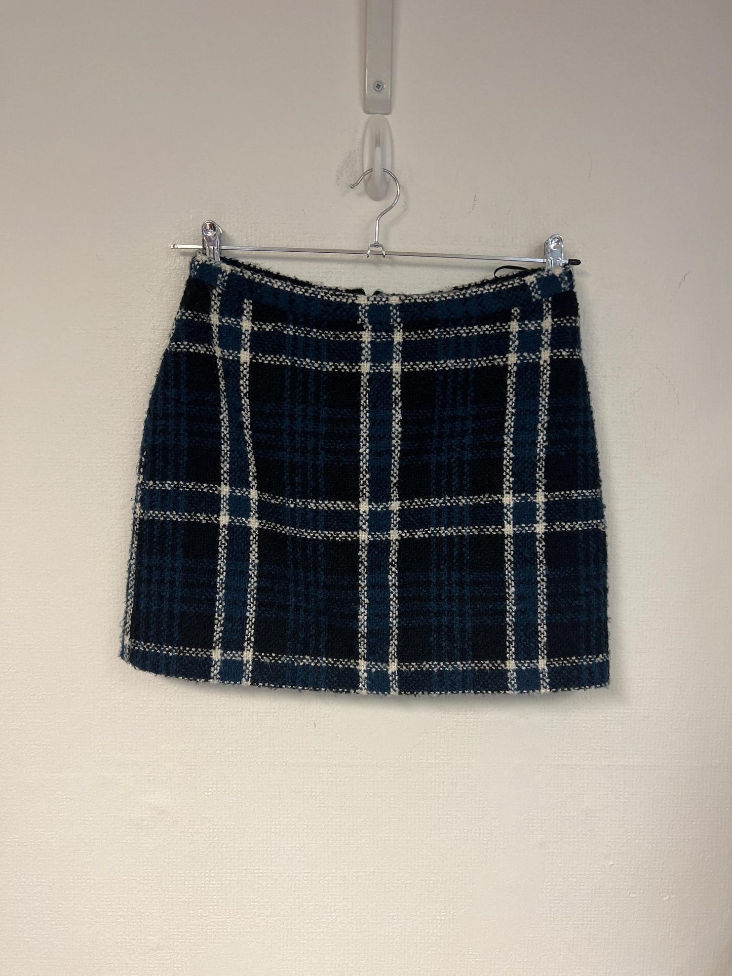 Blue & black madras patterned mini skirt, Oasis, Size 10