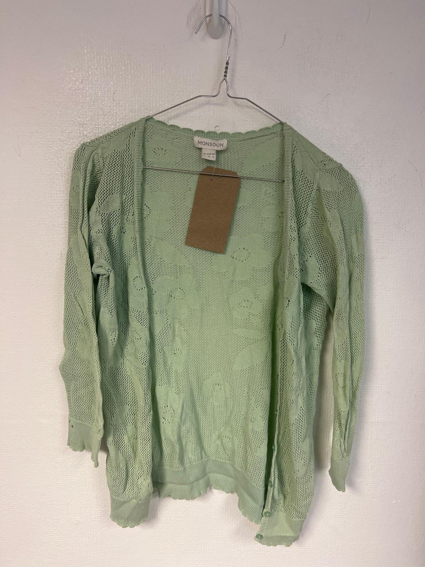 Green cotton cardigan, size 10 - Damaged Item Sale