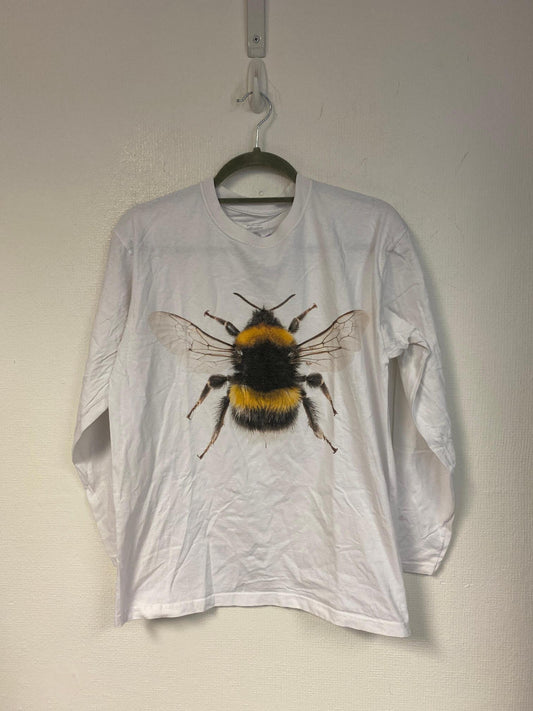 White bumble bee graphic tee, size 10/12 - Damaged Item Sale