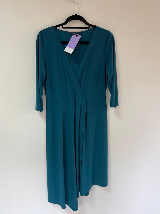 Dark teal midi dress, size 14 - Damaged Item Sale