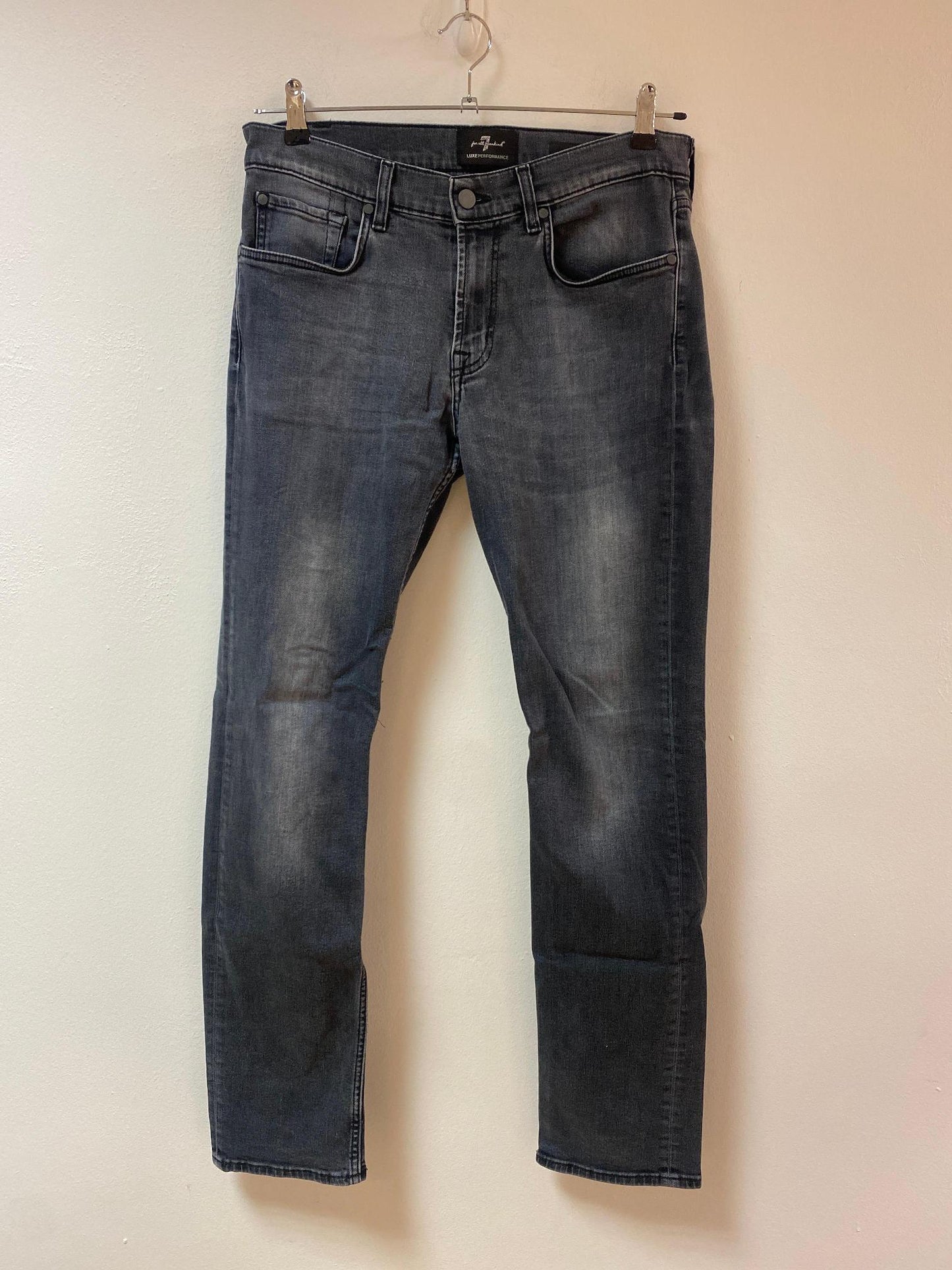 Grey Slim Leg Jeans, 7 For All Mankind, Size W32 - Damaged Item Sale