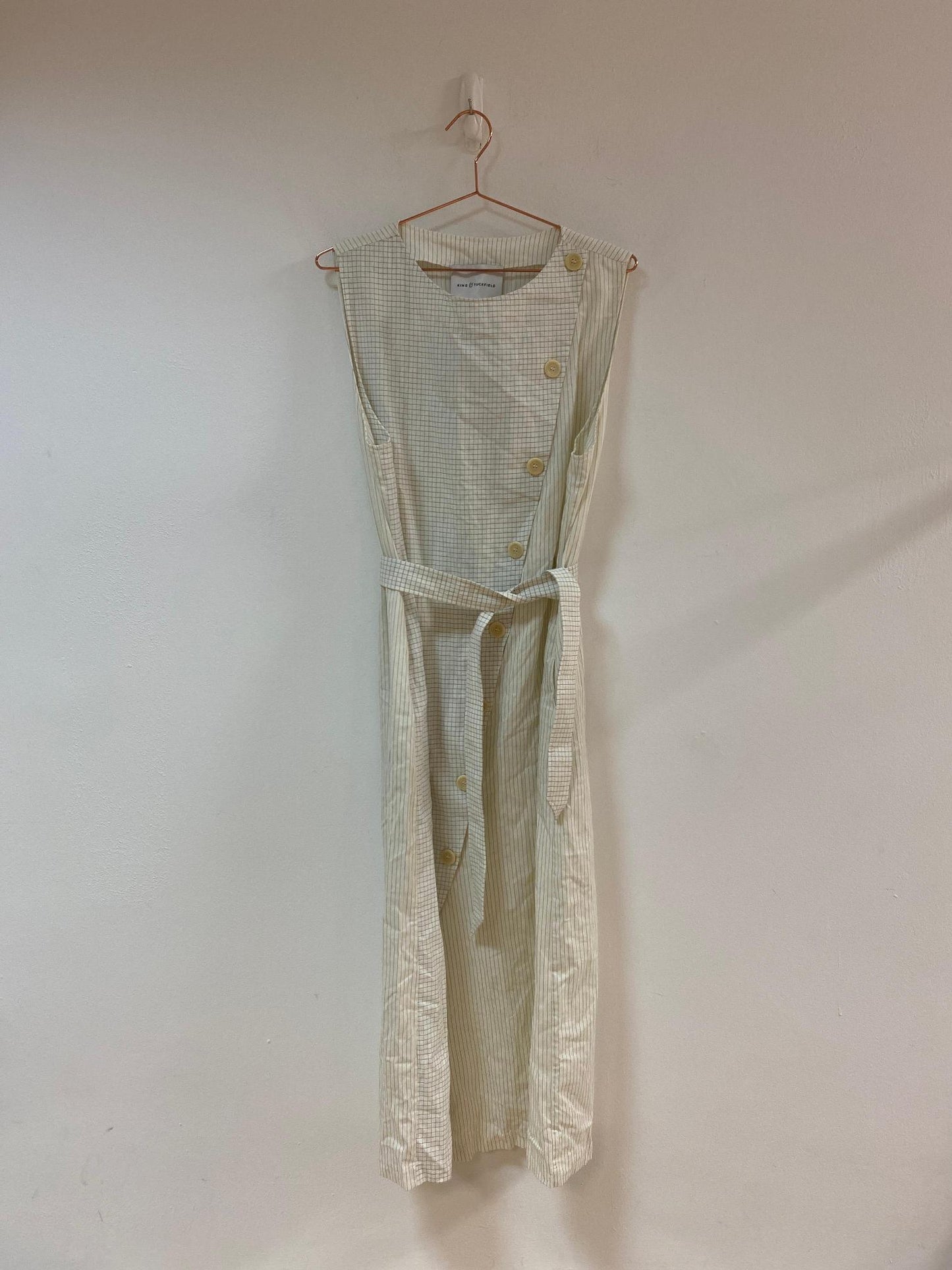 White check asymmetric midi wrap dress, King & Tuckfield, Size 18 - Damaged Item Sale