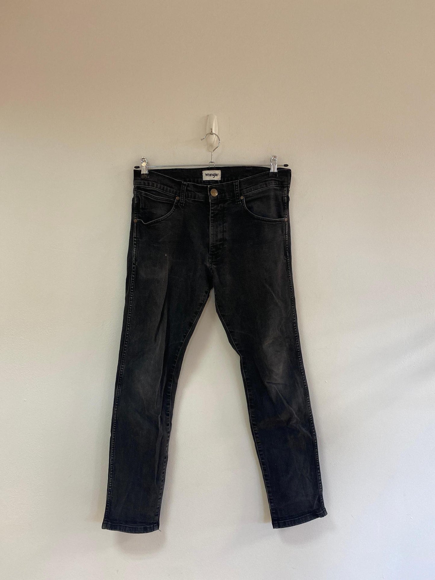 Black low rise straight leg jeans, Wrangler, size 12 - Damaged Item Sale