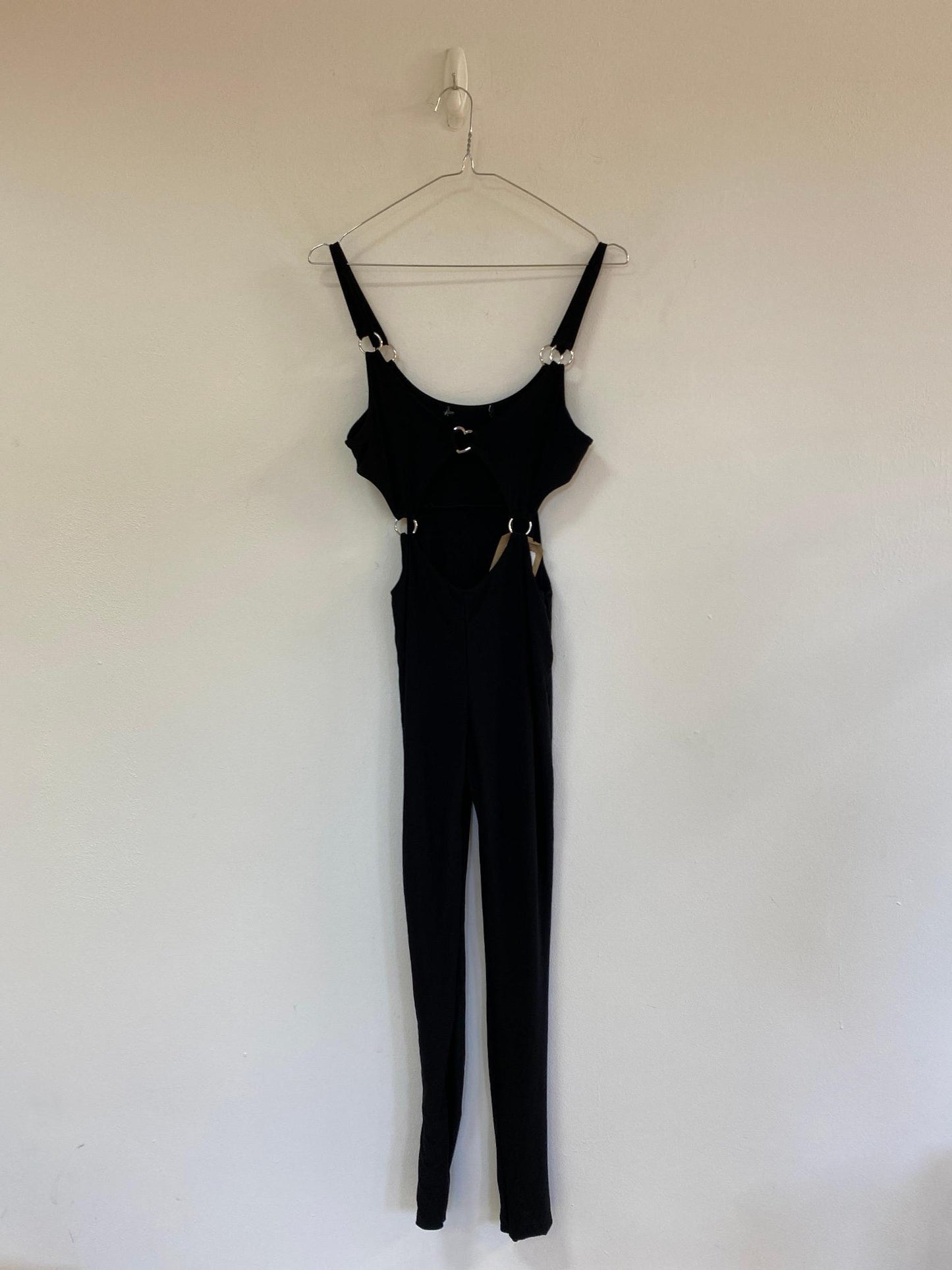 Black slinky cut out skinny one piece, New Girl Order, Size 8