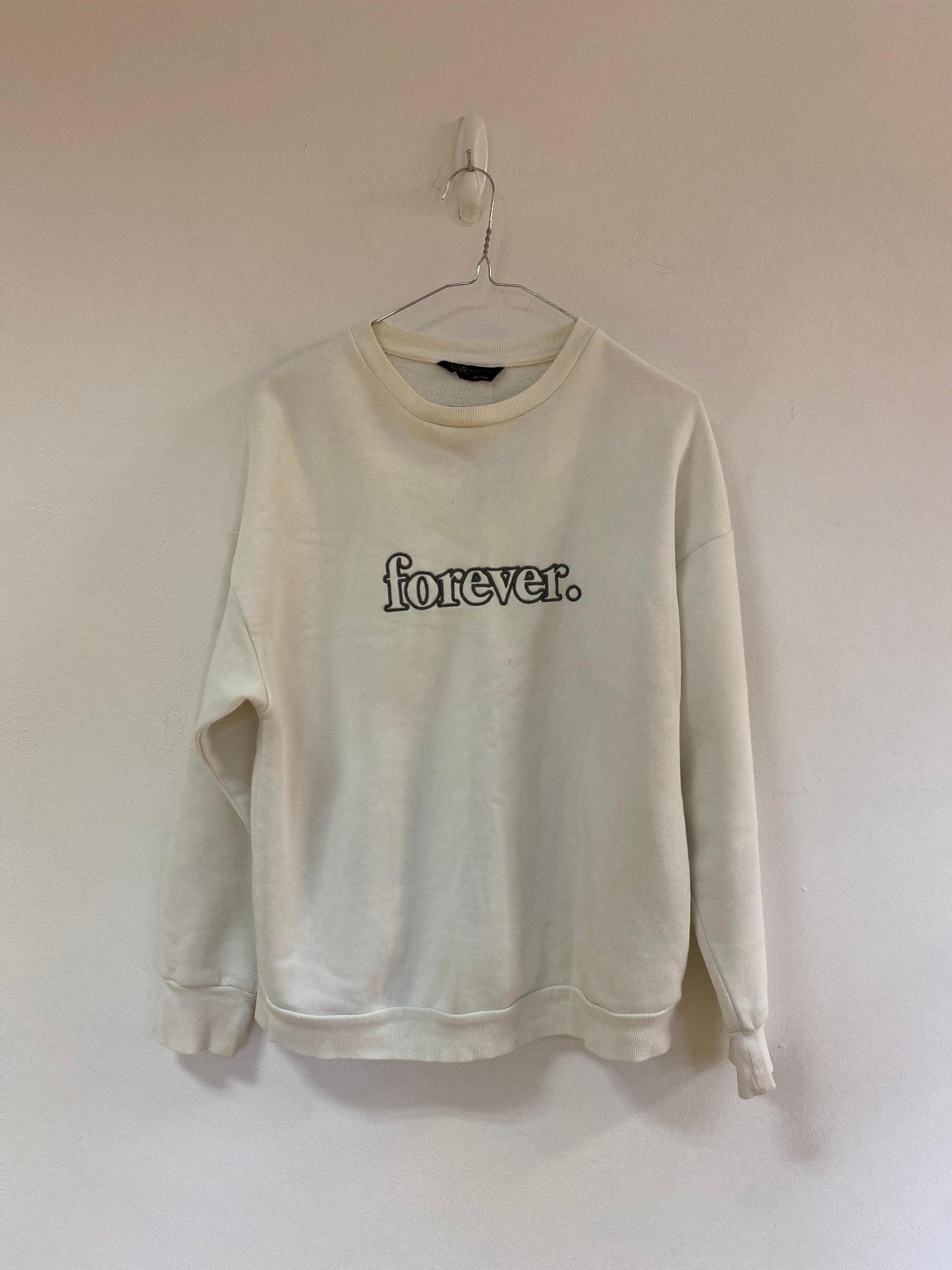White slogan sweatshirt, M&S, Size 10 - Damaged Item Sale