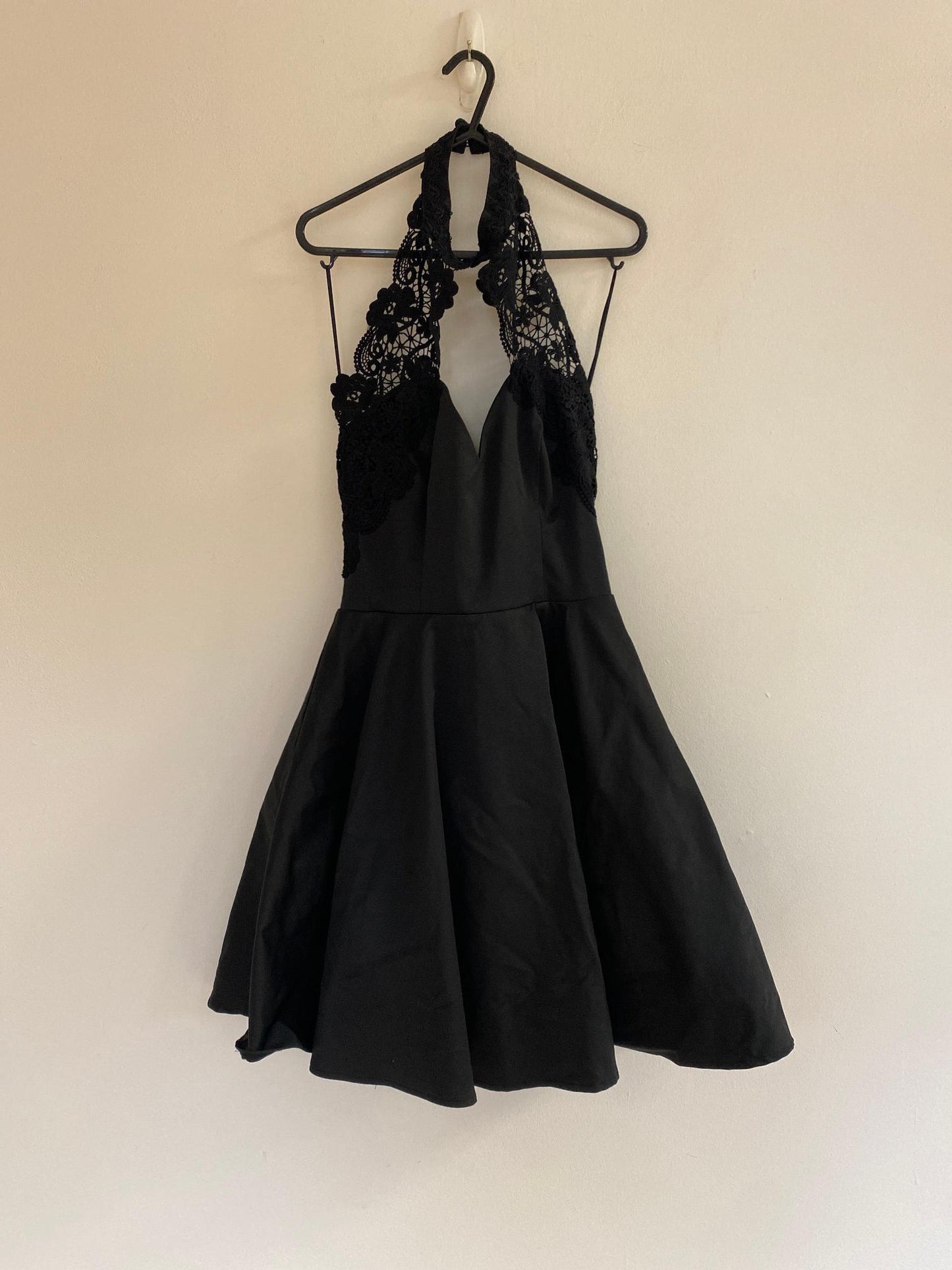 Black Skater Dress with Lace Top, Lipsy, Size 8 - Damaged Item Sale