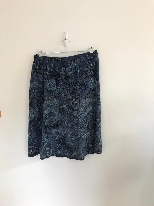 Dark Blue Paisley Print Skirt, M&S, Size 18 - Damaged Item Sale
