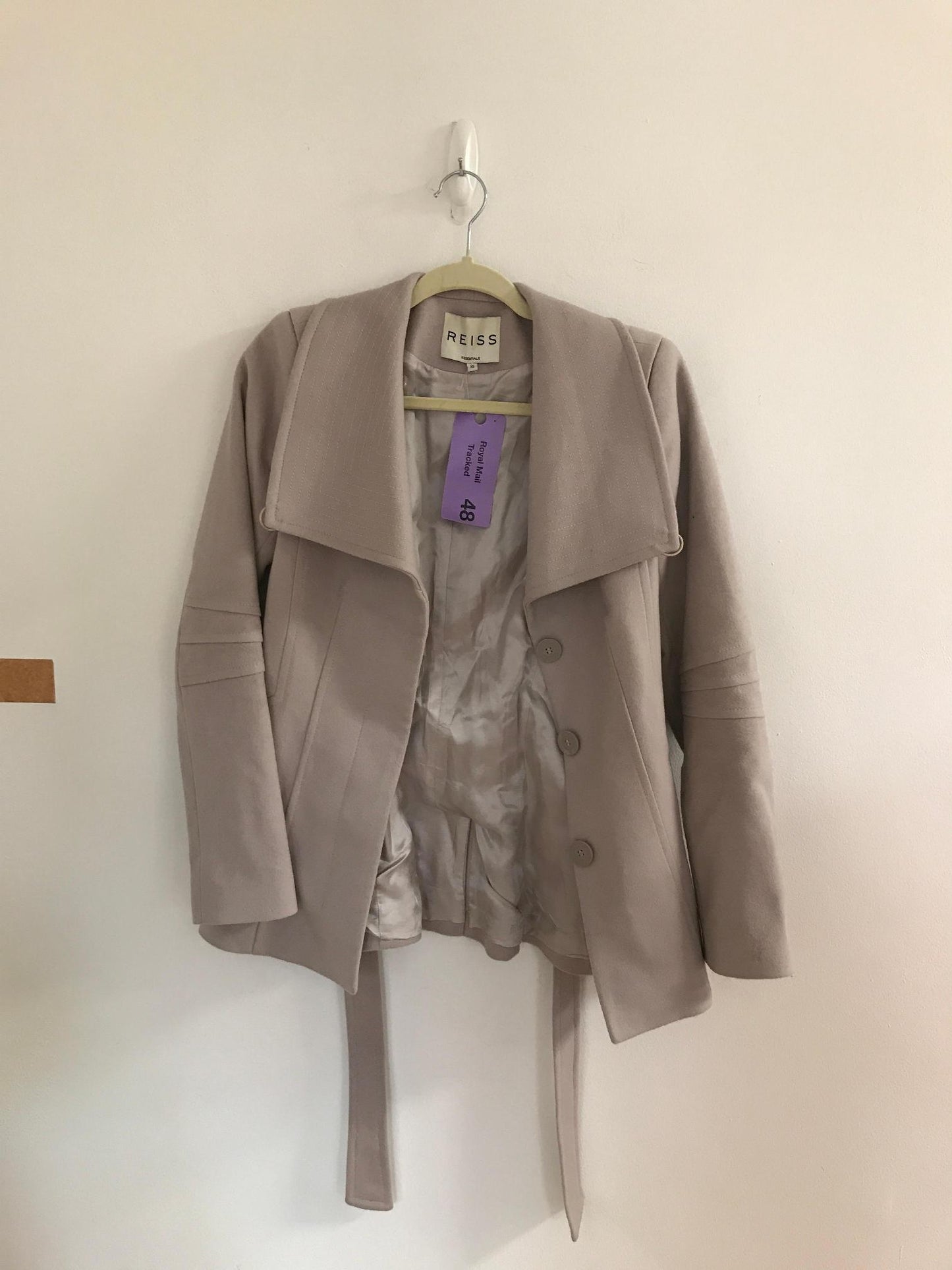 Beige Belted Coat, Reiss, Size XS- Damaged Item Sale