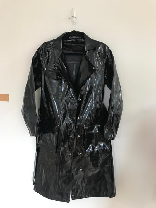 Black PU/PVC Trench Coat, Stutterheim, Size 8