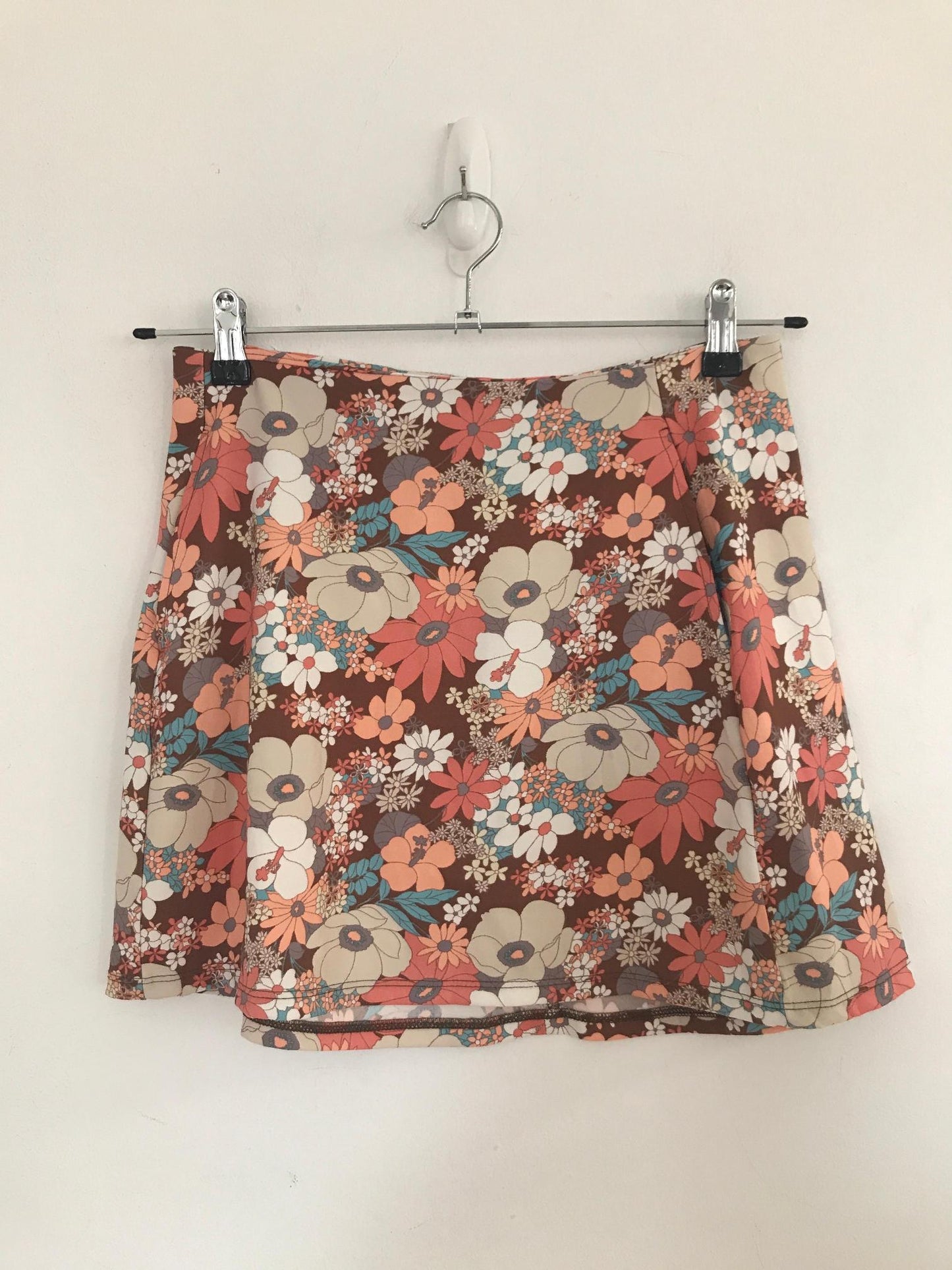 Brown, Pink & Blue Floral Mini Skirt, Altar'D State, Size 10
