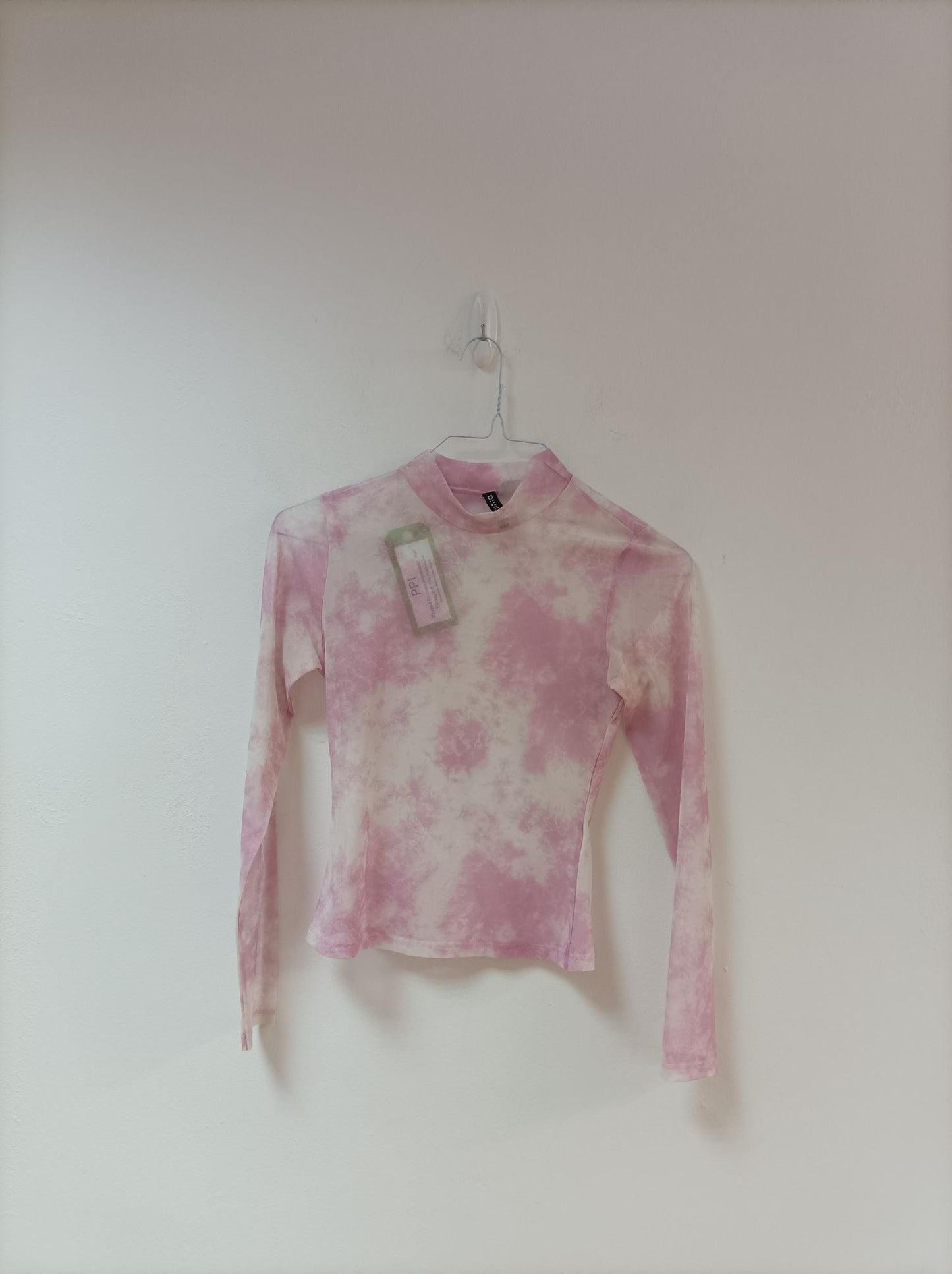 Pink & White High Neck Mesh Blouse, H&M, Size 10, 8