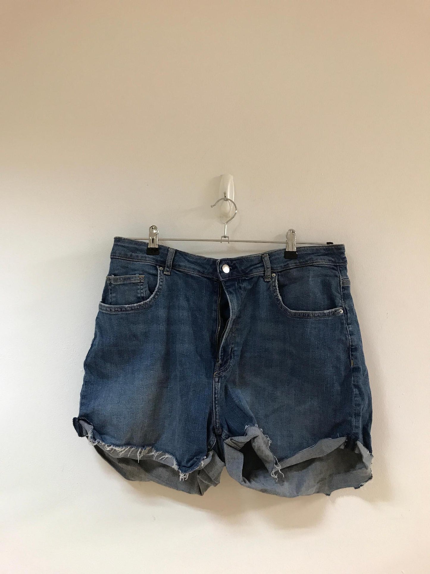 Dark Blue Denim Shorts, H&M, Size 18 (Cotton, Elastane)