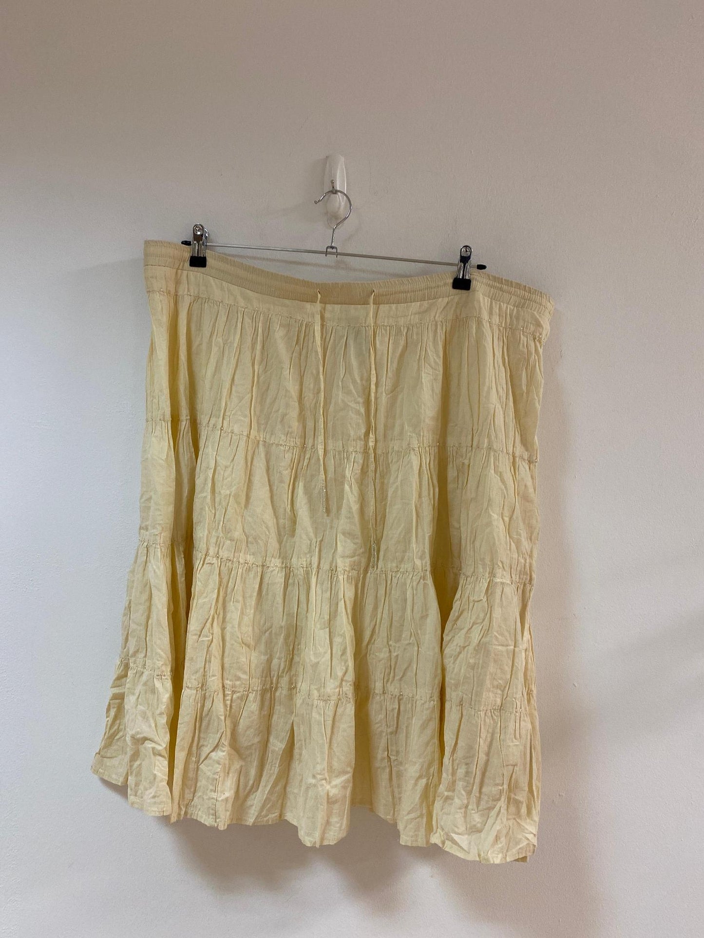 Cream linen look beaded midi skirt, Masti, Size 24 (Cotton)