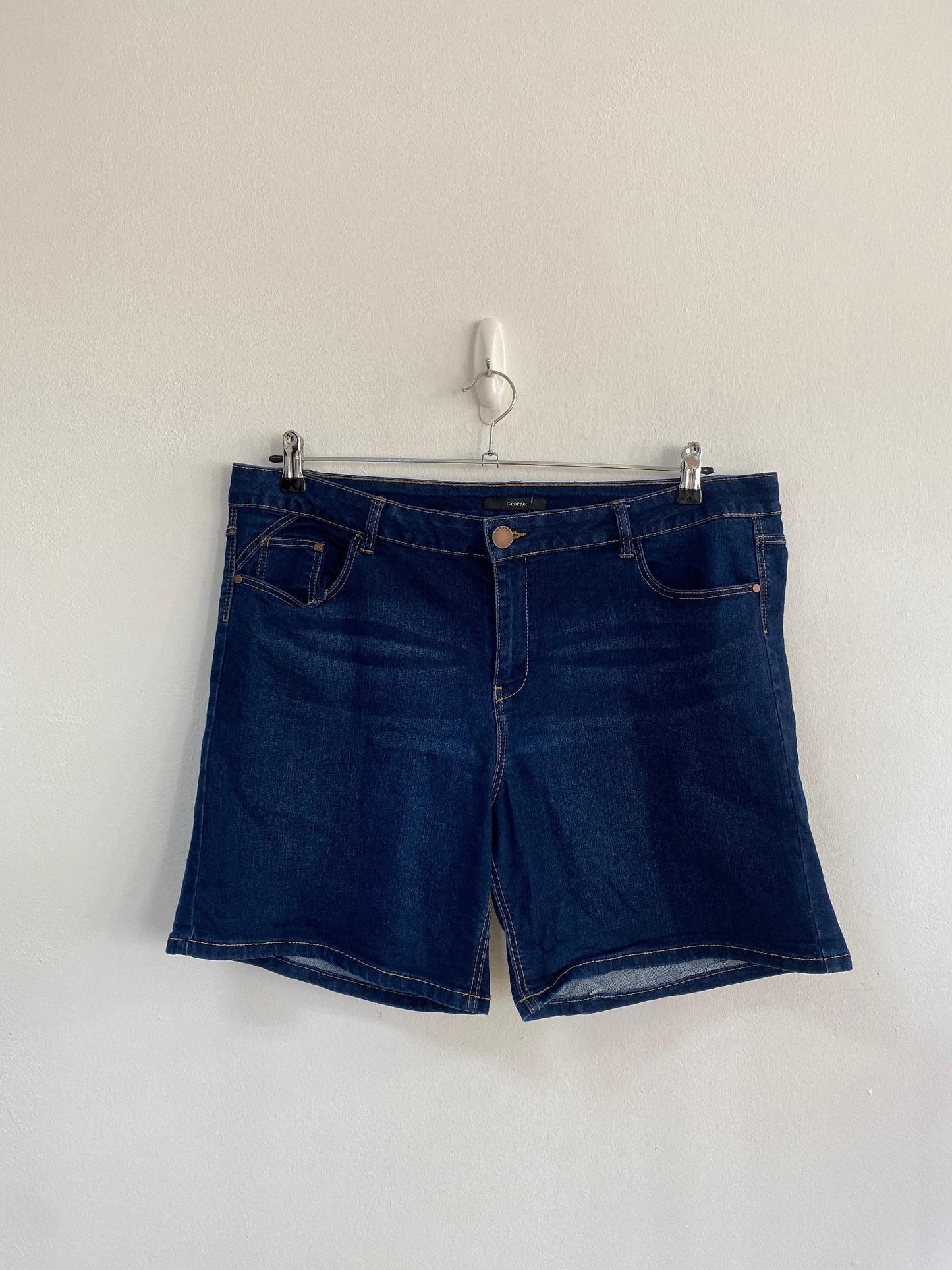 Dark wash denim shorts- High Rise, George, Size 18 (Polyester, Elastane, Cotton)