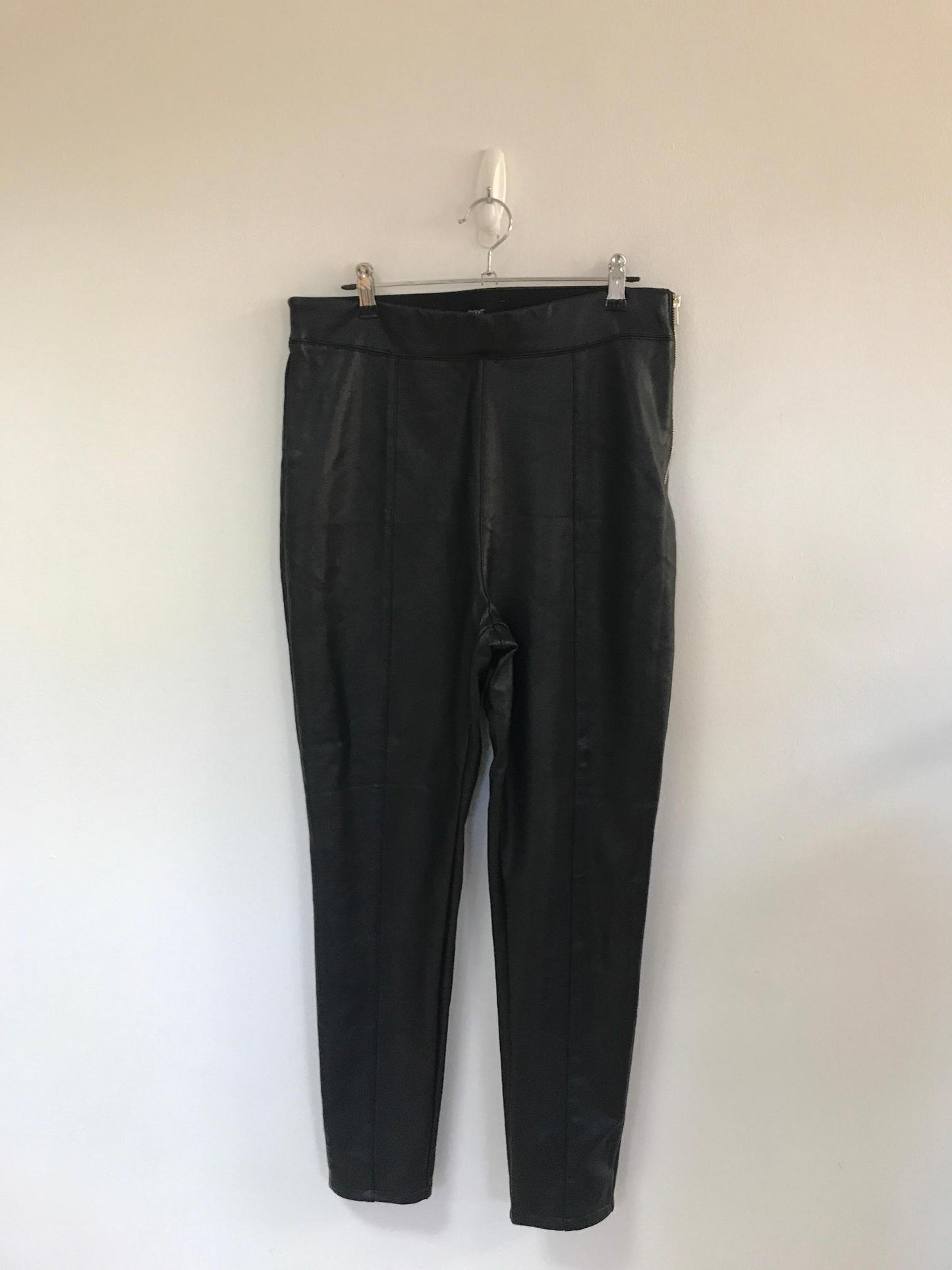 Black pu leather trousers (l), Next, Size 14 (Polyester, Polyurethane)